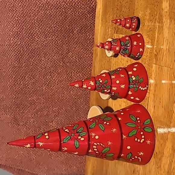 Vintage Russian Nesting Christmas Trees Unique Christmas Matryoshka - Picture 2 of 3